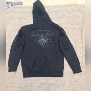 Harley-Davidson Black Hooded Sweatshirt with Back Crest Graphic, 2007